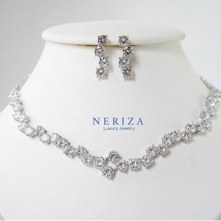 Neriza Jewelry/ เครื่องประดับเจ้าสาวเพชรสังเคราะห์ เกรดพรีเมี่ยมประกายไฟเทียบเท่าเพชรแท้ จัดส่งฟรีพร้อมกล่อง NSW007