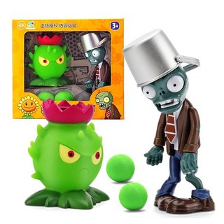 พืชปะทะซอมบี้ Plants vs Zombies -ของเล่นสะสม Homing Thistle &amp; Conehead Zombie ของเล่นยิงกระสูน โมเดลสะสม ฟิกเกอร์ซอมบี้