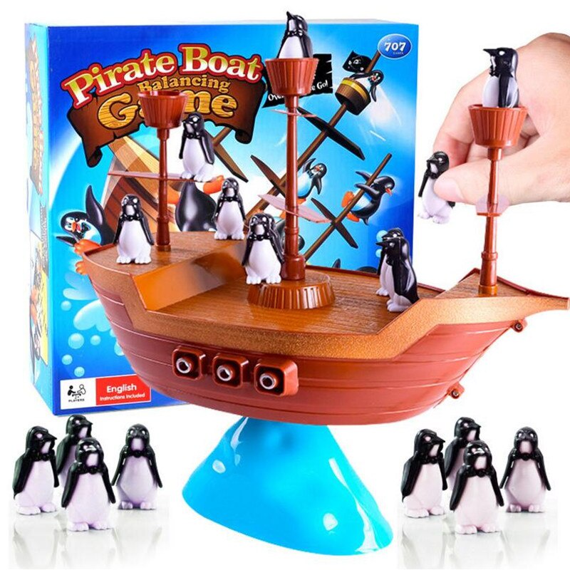 เกมเรือโจรสลัด เพนกวิน เกมส์ทรงตัวแพนกวิน Boat pirates เกมกระดาษพลัดกันวางแพนกวินให้สมดุล ของเล่นฆ่า