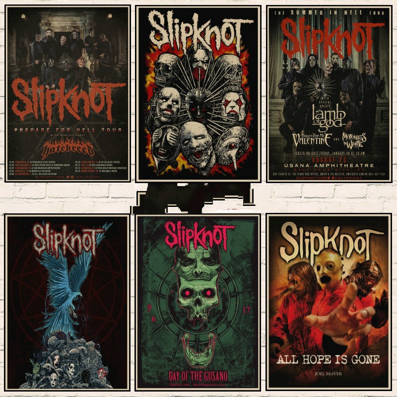Slipknot โปสเตอร์ Heavy Metal ROCK BAND กระดาษคราฟท์ โปสเตอร์บาร์ โปสเตอร์ย้อนยุค ภาพวาดตกแต่ง