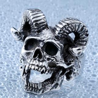 Mens Fashion Punk Sheep Head Skull Model Hip Hop Gothic Ring