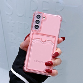 เคสโทรศัพท์มือถือแบบใส กันกระแทก พร้อมช่องใส่บัตร สําหรับ Samsung s10e s20 S21Fe S21ultra s20plus s10plus 5G