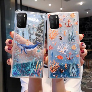 เคสโทรศัพท์ใสประดับกลิตเตอร์สําหรับ Xiaomi Poco M3X3 Mi 10 T Pro Mi 11 Redmi 9C 9A Redmi 9T