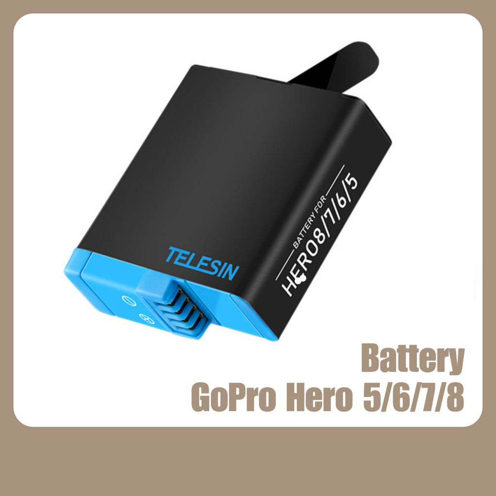 TELESIN 🇹🇭 แบตเตอรี่ กล้อง GoPro Hero 8 7 6 5 แท้ ประกัน 1 เดือน Battery แบต Gopro8 Gopro7 Gopro6 Gopro5 1220 mAh