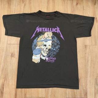 เสื้อยืดผ้าฝ้าย METALLICA DAMAGED JUSTICE SUMMER [FADE] เสื้อวง เสื้อทัวร์ สีเฟด