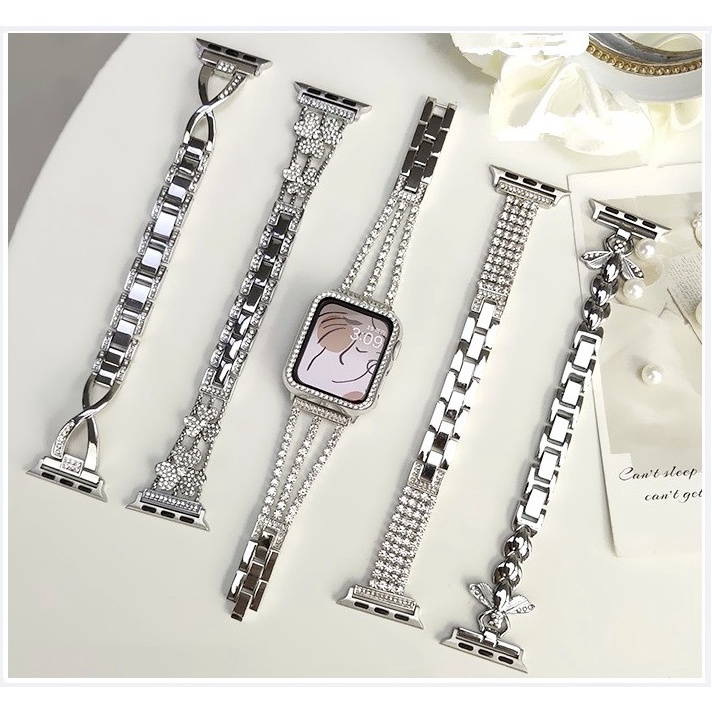 Apple Watch Strap All Silver i watch strap Diamond Stainless Steel