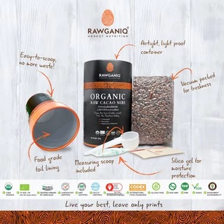 คาเคานิบส์ออร์แกนิค (เมล็ดโกโก้กะเทาะเปลือก) มีผลแลป มีใบรับรองออร์แกนิค Organic Raw Cacao Nibs