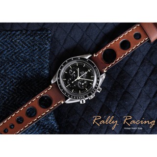 สายนาฬิกา หนังแท้ handmade สไตด์ Racing Rallye strap  แนว วินเทจ watch strap ขนาด 20 มม 22 มม 24 มม