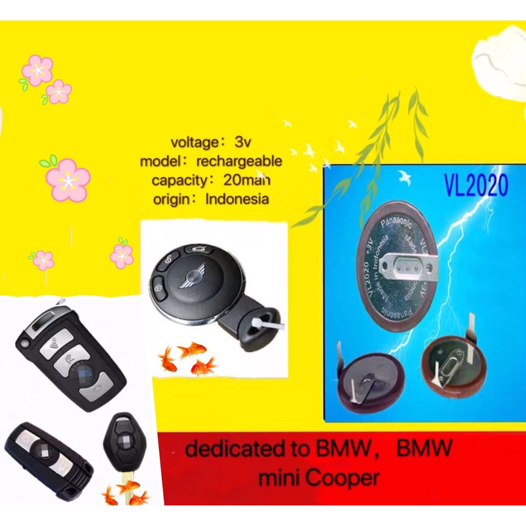 Panasonic แบตเตอรี่แบบชาร์จไฟได้ vl2020/3V พร้อม 180°/90° หมุดเชื่อม สําหรับ BMW/Land Rover และรีโมท