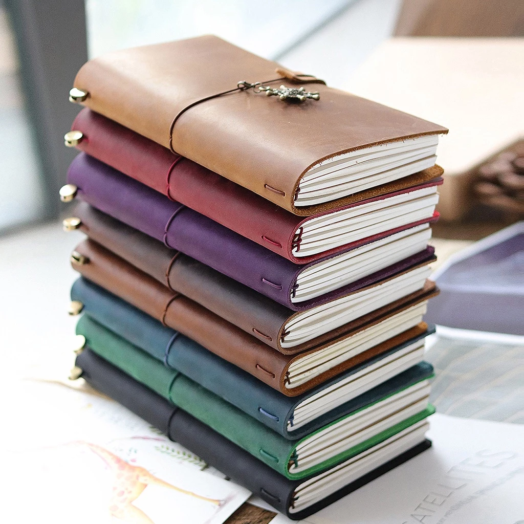 [ฟรีตัวอักษร] Lmculture สมุดโน้ตไดอารี่ ปกหนังวัว ขนาด A5 แบบพกพา