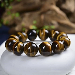 สร้อยข้อมือลูกปัดหินตาเสือสีเหลืองธรรมชาติสําหรับผู้ชายและผู้หญิงคู่เสน่ห์โชคดีโชคดีรักษาลูกปัดโยคะสมาธิแฟชั่นสร้อยข้อมือย้อนยุ