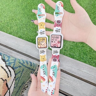 สายนาฬิกาข้อมือซิลิโคน ลายการ์ตูนหมีพูห์ Kuromi Cinnamoroll พร้อมเคส สําหรับ Apple Watch Series 8 7 6 5 4 SE (41 มม. 45 มม. 44 มม. 40 มม.)