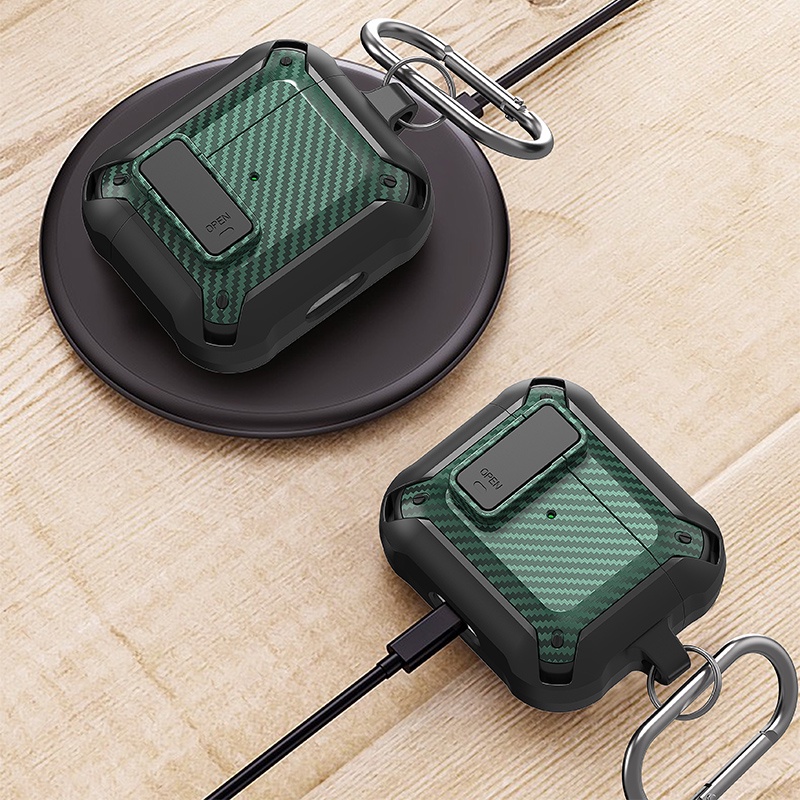 เคส สําหรับ AirPods 1 2 pro TPU+PC คาร์บอนไฟเบอร์ป้องกันหูฟัง สําหรับ airpods 3 เคสกันกระแทก EarPods case