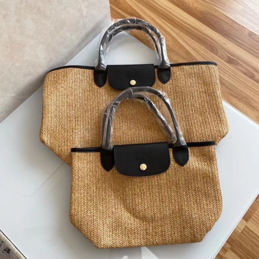 LONGCHAMP LE PLIAGE PAILLE TOP HANDLE TOTE BAG กระเป๋าถือทรง shoping tote แบรนด์ลองชอม งานสาน