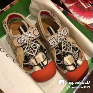 Gucci Embellished Mesh Hybrid Sandals