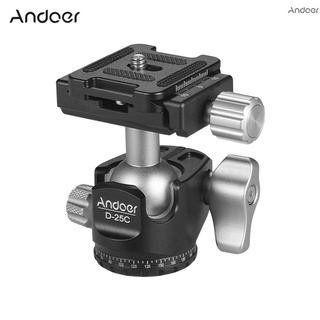 Andoer D-25C Cnc หัวบอลอลูมิเนียมอัลลอยด์ หัวบอลคู่ ศูนย์ถ่วงต่ํา สําหรับขาตั้งกล้อง Manfrotto Tripod Monopod สําหรับกล้อง Dslr Ildc รับน้ําหนักได้เต็มที่ 10 กก.