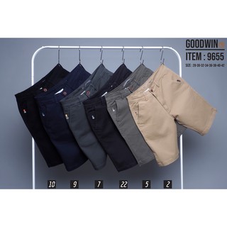 ราคาโค้ดPUPMY2ลด65⚡GW⚡9655 กางเกงขาสั้น ผู้ชาย ผ้ายืด สีพื้น ยาว 20-21 นิ้ว ไซส์ 28-44 Goodwin Brand