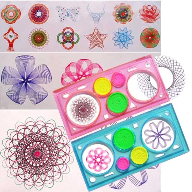 ภาพวาด Multi-function ปริศนา Spirograph ไม้บรรทัดเรขาคณิตร่างเครื่องมือสําหรับนักเรียนวาดของเล่นเด็กการเรียนรู้เครื่องมือศิลปะ