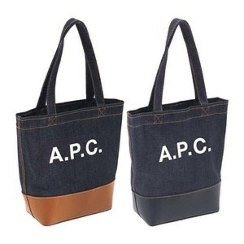 Apc logo print denim canvas tote Bag กระเป๋าสะพายแฟชั่น