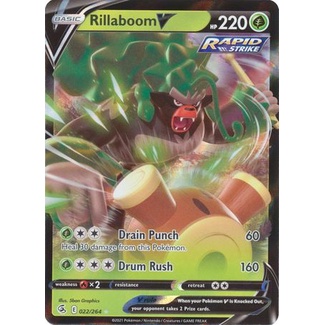 การ์ดโปเกมอน TCG Rillaboom V SS Fusion Strike 22/264 Ultra