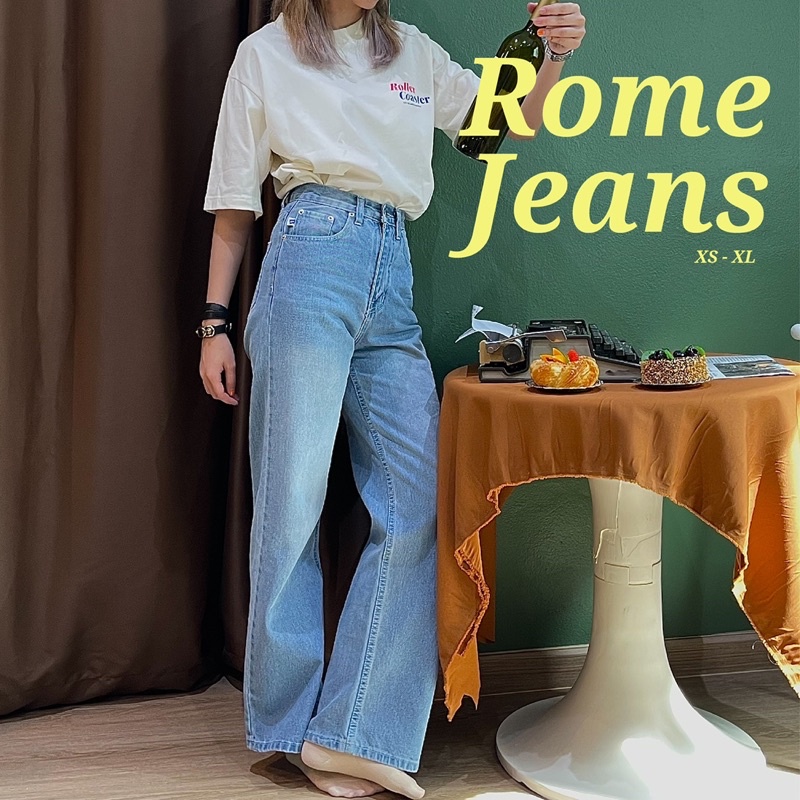 NO RESTOCK 👀 ENDOFMARCH | Rome Jeans กางเกงยีนส์ทรงกระบอกตรงสีอ่อน ตัดด้ายขาว 🥣