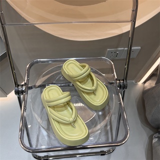 2022ฤดูร้อน พลิก flip-flop แบนที่มีคำว่ารองเท้าแตะจุดต่ำสุดหนัก หญิงรองเท้าแตะรองเท้าแพลตฟอร์ม