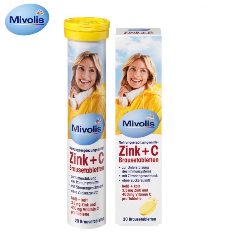 วิตามินเม็ดฟู่ฝาสีเหลือง Zink + C |  Mivolis ของแท้จากเยอรมัน