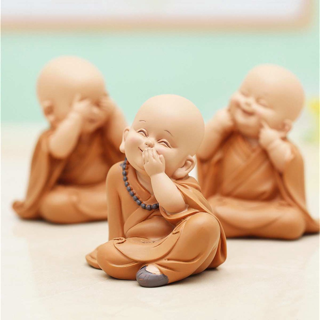 ◙Little Monk Sculpture Chinese Style Resin Hand-Carved Buddha Statue Home Decoration Accessories Gift Statue Small Buddh