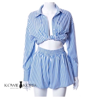 Kowie Korea On the Beach (228) ชุดเซ็ทเสื้อ+กางเกงลายทาง   Price  690฿ พร้อมส่ง