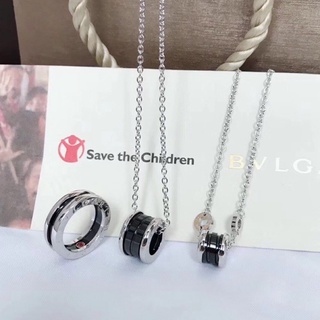 Bvlgari สร้อยคอ สร้อยข้อมือ แหวนเซรามิค ลาย Save The Chidren B Zroe สีดํา k831