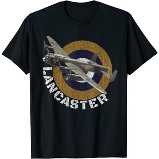 [100% Cotton] เสื้อยืดคอกลม ผ้าฝ้าย พิมพ์ลายเครื่องบินรบ WW2 Lancaster Heavy Bomber สไตล์อังกฤษ สําหรับผู้ชาย