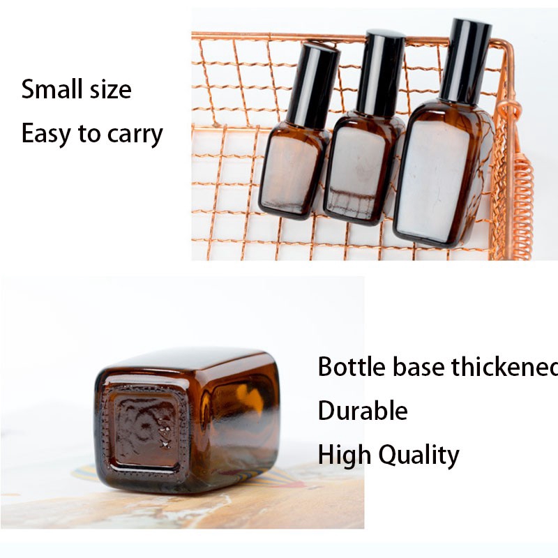 【Ready Stock】 Amber Square Glass Bottle with Spray/ Pump (Black Mist Spray Head) For Alcohol /Essential Oil / Cosmetics 10ml/20ml/30ml/50ml/100ml 酒精喷雾