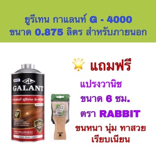 ยูรีเทน น้ำมันเคลือบแข็ง ยูรีเทน กาแลนท์ G-4000 ขนาด 0.875 ลิตร ภายนอก แถมฟรี แปรงวานิชขนาด 6 ซม.ตราRABBIT จำนวน 1 ชิ้น