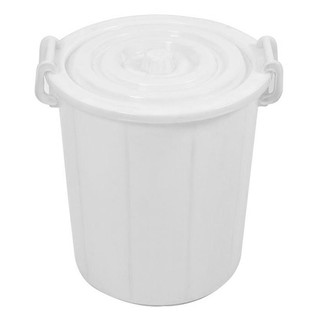 🔥สินค้าขายดี!! ถังน้ำพลาสติกพร้อมฝา รุ่น 20 ขนาด 66 ล. สีขาว Plastic pail white color (20gallon)