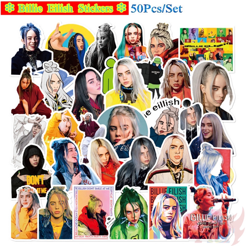 Billie Eilish Series 04 - Pop Singer Superstar สติ๊กเกอร์ 50Pcs/Set DIY Fashion Mixed Doodle Decals สติ๊กเกอร์