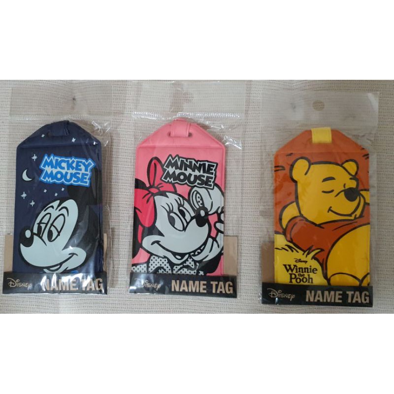 Name Tag แทคติดกระเป๋า Travel Tag ป้ายชื่อ Disney Mickey Minnie Pooh made in Japan ป้ายติดกระเป๋าเดินทาง
