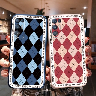 เคสโทรศัพท์ ซิลิโคนนิ่ม ขอบตรง ลายตารางหมากรุก สําหรับ OPPO Reno6 Z 5G Reno 5 Pro 4 4G 3 Reno2 Z F