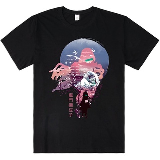 เสื้อยืดโอเวอร์ไซส์เสื้อยืด พิมพ์ลาย Demon Slayer Nezuko Silhouette สําหรับผู้ชายS-3XL