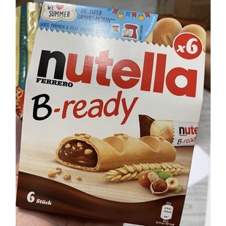 Nutella B-Ready ขนมปังกรอบสอดไส้ชอคโกแลตนูลเทลล่า ขนาดกล่องเล็ก มีขนม 6 ชิ้น
