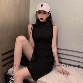 ♥S Miss♥【Pre-sale】2022 new small sexy slit bag hip vest skirt slim fit and slim temperament sleeveless dress womens clo