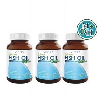 Vistra Salmon Fish Oil 1000 MG 75 เม็ด [3X13069] วิสทร้า น้ำมันปลาแซลมอน 1000 มก 3 ขวด