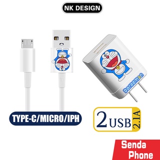 สายชาร์จการ์ตูน 2.1A หัวชาร์จ usb DORAEMON2 หัวปลั๊ก ชาร์จได้2เครื่องพร้อมกัน Fast Charge Adapter สายชาร์จ อุปกรณ์ชาร์จ