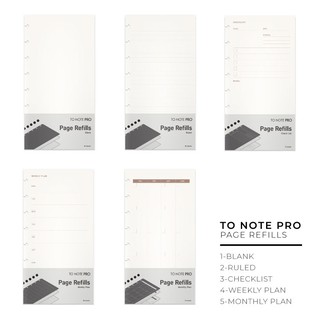 FOLIO X TO NOTE PRO Refill Paper ไส้สมุด To note pro มี 5 แบบ มีเส้น, กระดาษเปล่า, checklist, weekly plan, monthly plan)