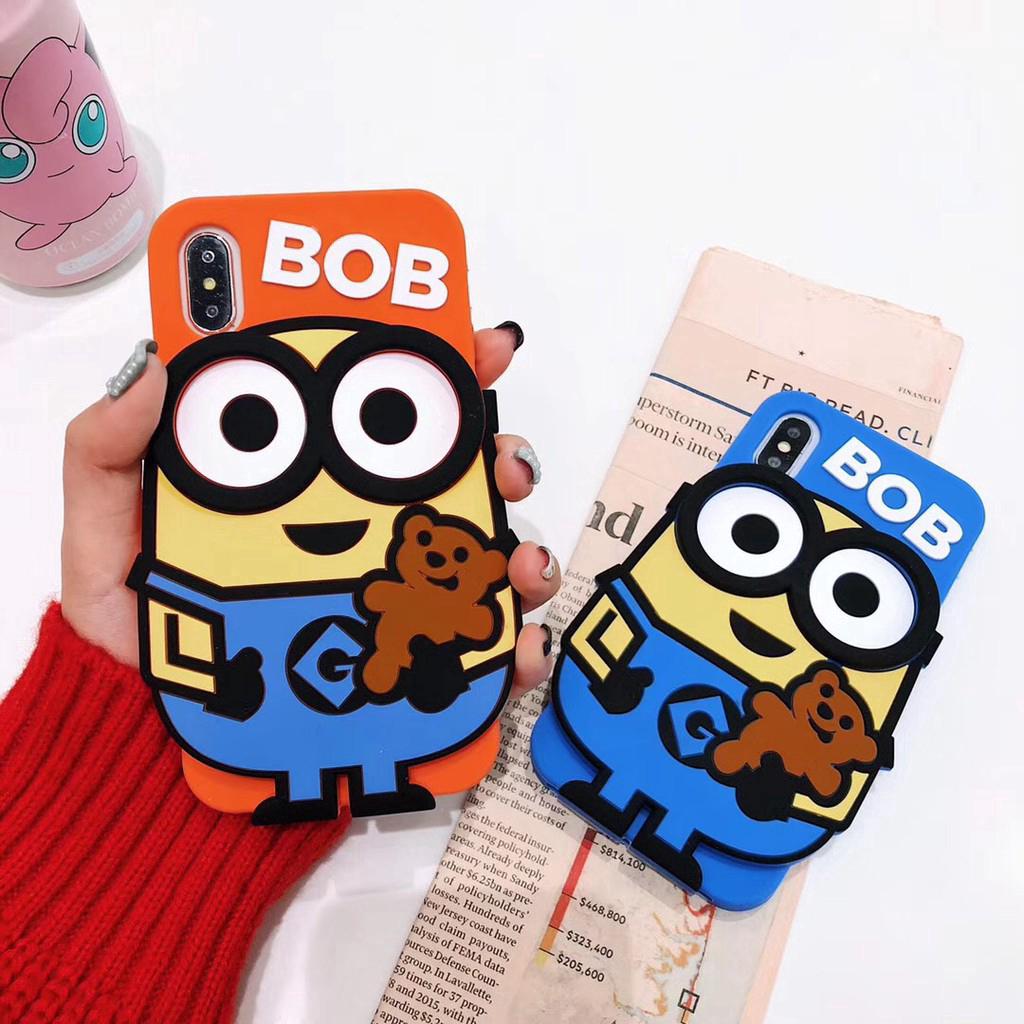 iPhone 12 Pro Max 12 Mini iPhone 11 Pro Max iPhone 6 6S 7 8 plus SE 2020 X Xs XR Xs Max Super cute cartoon bear little yellow man BOB protection case soft silicone cover เคสโทรศัพท์พิมพ์ลายการ์ตูนหมีน่ารักสําหรับ