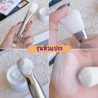 แปรงซิลิโคนสองหัว ใช้ซ้ำได้ สําหรับทําความสะอาดผิวหน้า มาส์กหน้า สำหรับเกลี่ย ทรีทเม้นท์ ตักครีม