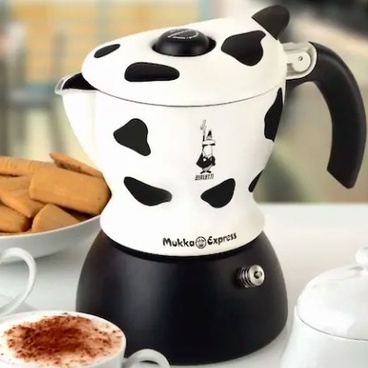 moka pot  หม้อต้มกาแฟ พร้อมอุ่นนมตีฟองในตัว เมนูคาปูชิโน่ ลาเต้ Bialetti MUKKA EXPRESS 2ถ้วย