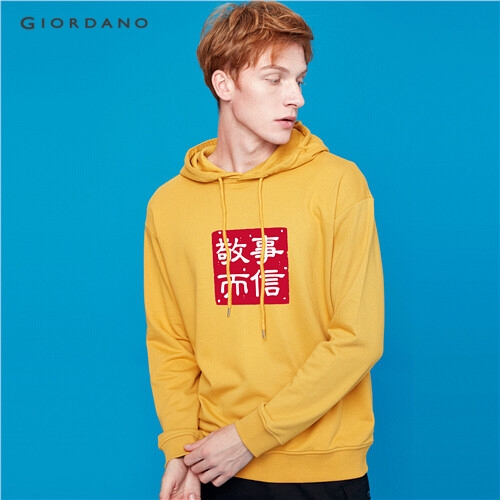 GIORDANO MEN Printed long-sleeve hoodie 91099649