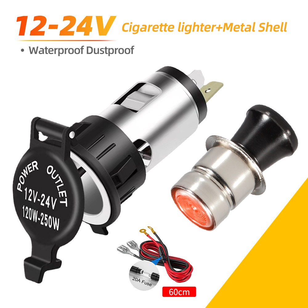 12-24v/120w กันน้ํารถบุหรี่ไฟแช็ก Charger Socket Outlet Plug สําหรับ Motorcyle/รถ/ยานพาหนะ