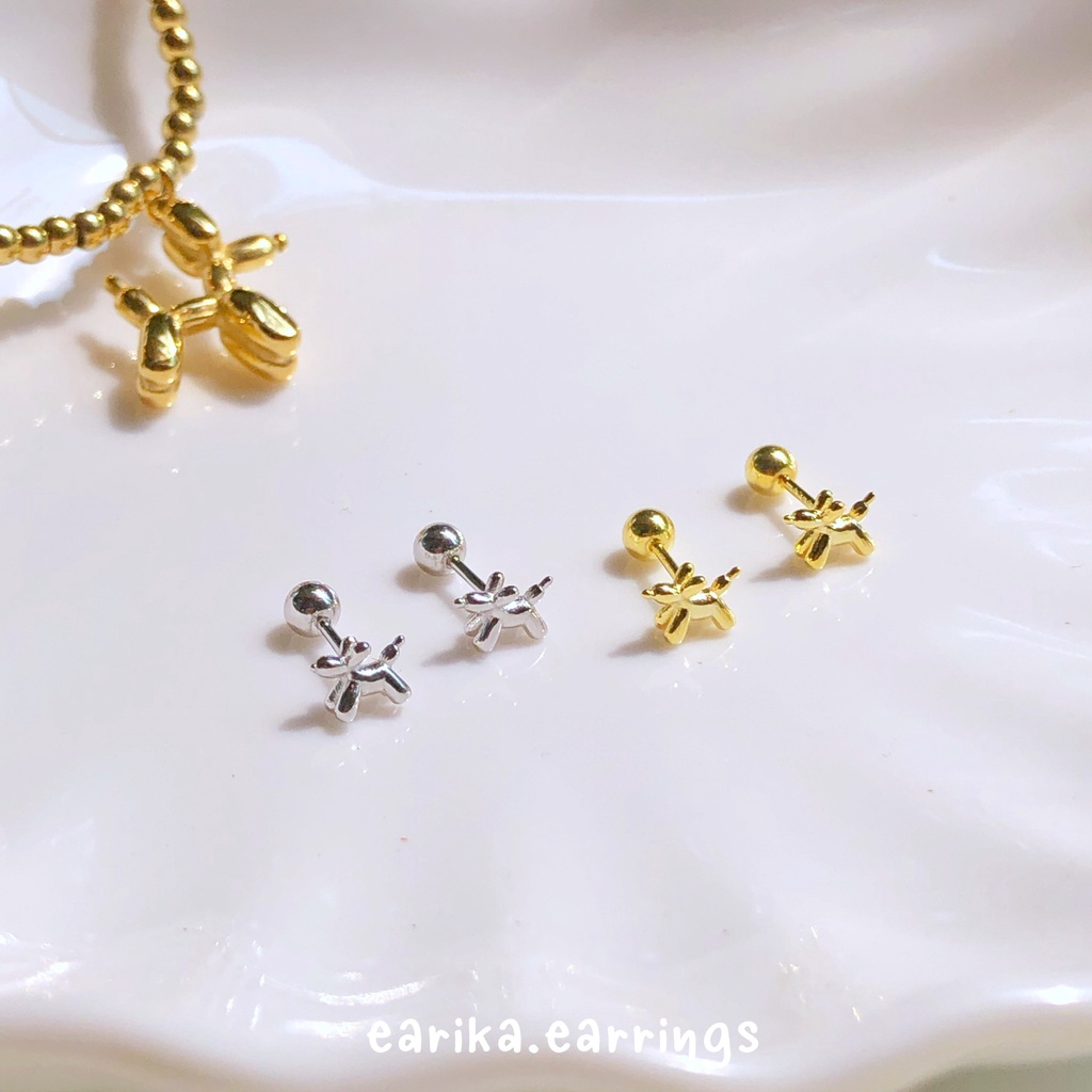 earika.earrings - balloon poodle piercing จิวหูเงินแท้จี้ลูกโป่งพุดเดิ้ล เหมาะสำหรับคนแพ้ง่าย