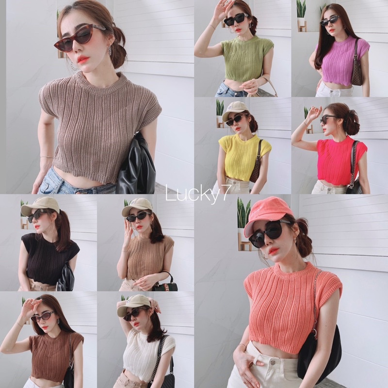 BY IRa Snow Knit Top ครอปท็อปไหมพรม ทรงคอกลมมินิมอล ทอลายผ้าร่อง ชายเข้ารูป ทรงสวยมาก (made by heart)